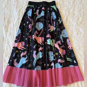 Toms Black and Pink Unicorn A-Line Skirt